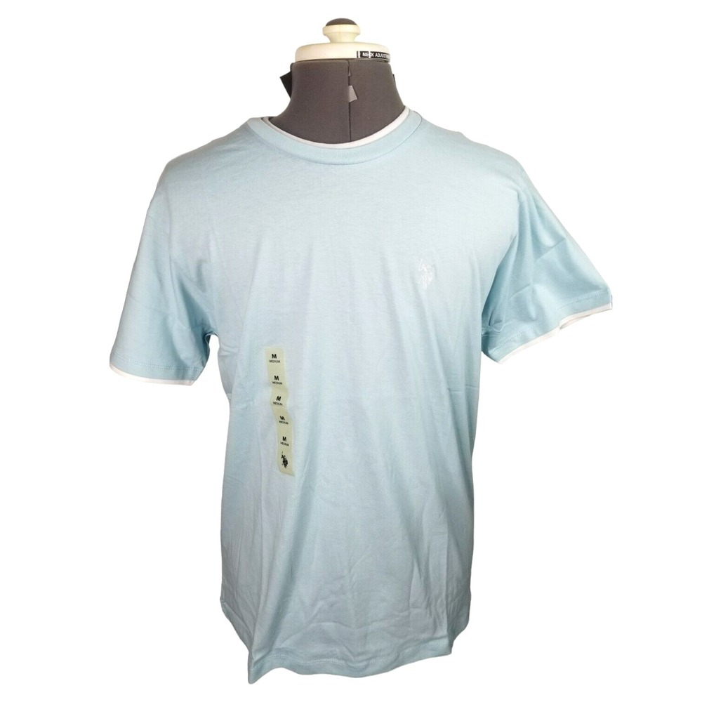 U.S Polo ASSN Short Sleeve Men's Shirt Size Large, PIT TO PIT 23 IN Light blue